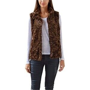 NWT M Womens Weatherproof Faux Fur Vest Lined Cocoa Brown New Snap Closure SOFT